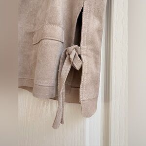 BCBG Maxazria Women's Brent Sleeveless Vest w/ Tie Front Faux Suede